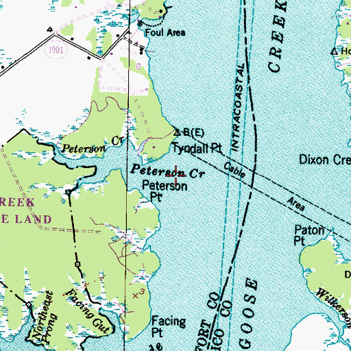 Topographic Map of Peterson Creek, NC