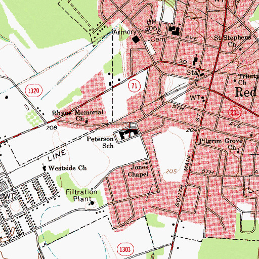 Topographic Map of Peterson School, NC