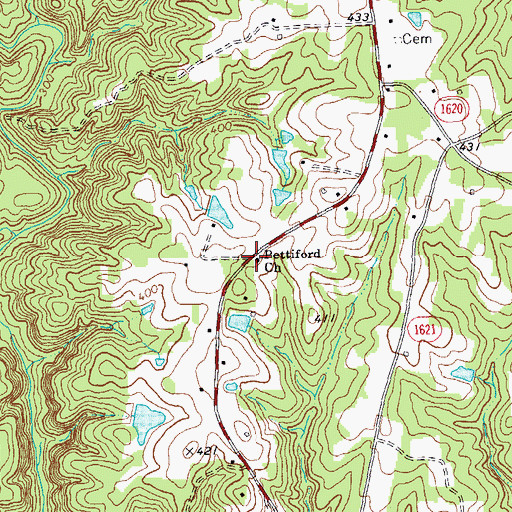 Topographic Map of Pettiford Church, NC