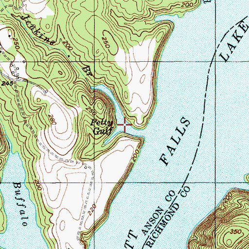 Topographic Map of Petty Gulf, NC