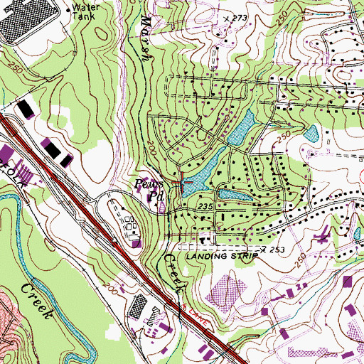 Topographic Map of Peus Pond, NC