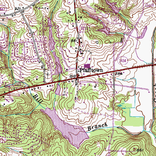 Topographic Map of Pfafftown, NC