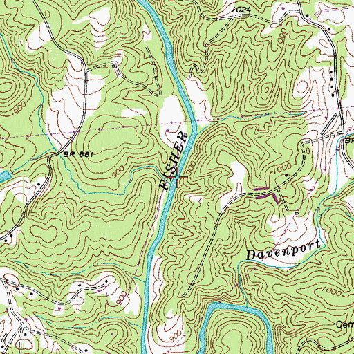 Topographic Map of Pheasant Creek, NC