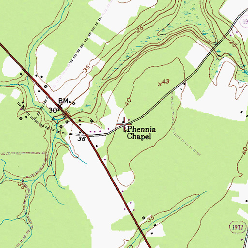 Topographic Map of Phennia Chapel, NC