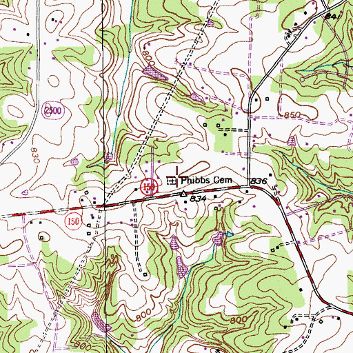 Topographic Map of Phibbs Cemetery, NC