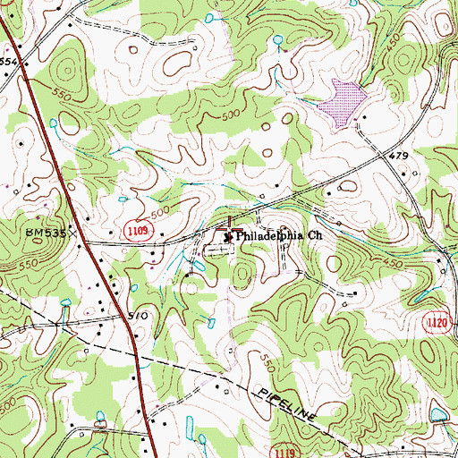 Topographic Map of Philadelphia Church, NC