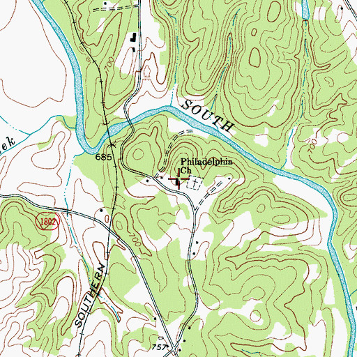 Topographic Map of Philadelphia Church, NC