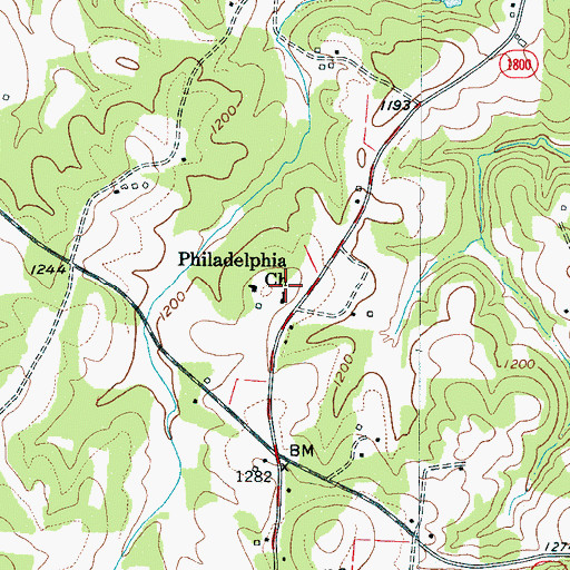 Topographic Map of Philadelphia Church, NC