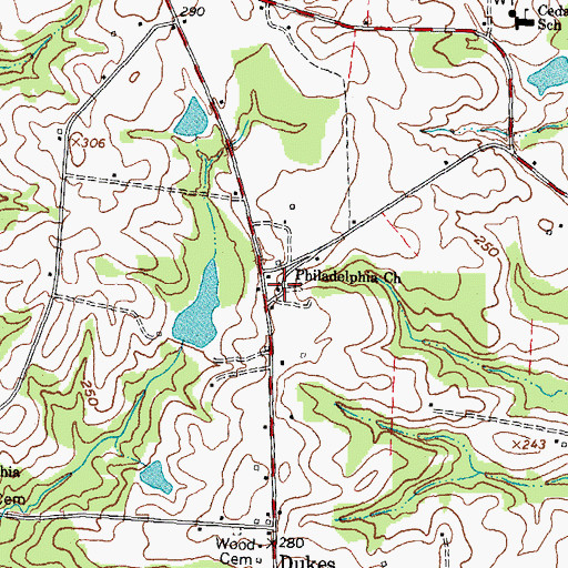 Topographic Map of Philadelphia Church, NC