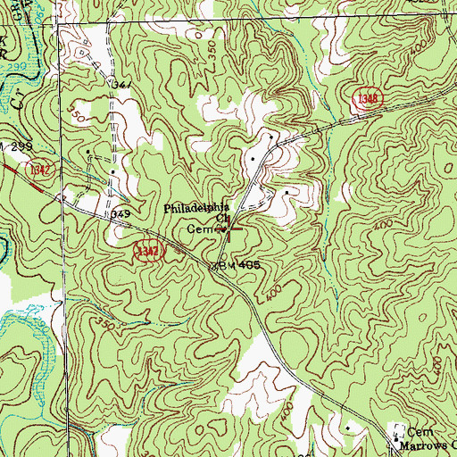 Topographic Map of Philadelphia Church, NC