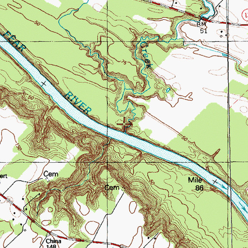 Topographic Map of Phillips Creek, NC