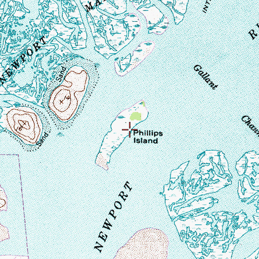 Topographic Map of Phillips Island, NC