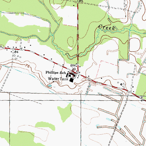 Topographic Map of Phillips School, NC