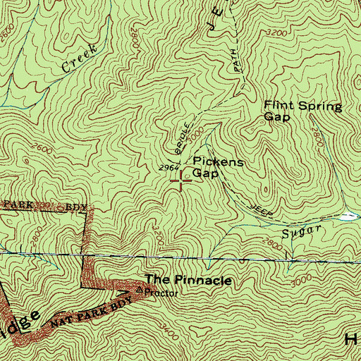 Topographic Map of Pickens Gap, NC