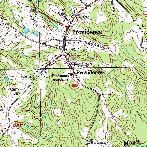 Topographic Map of Piedmont Academy, NC