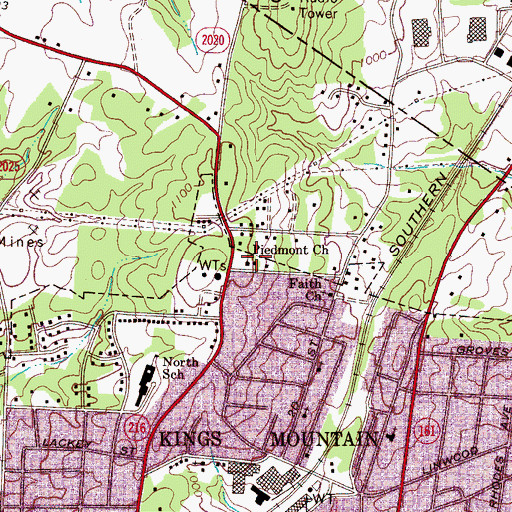 Topographic Map of Piedmont Church, NC