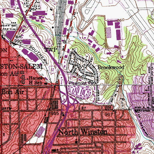 Topographic Map of Piedmont Park, NC