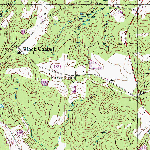 Topographic Map of Pierce Cemetery, NC