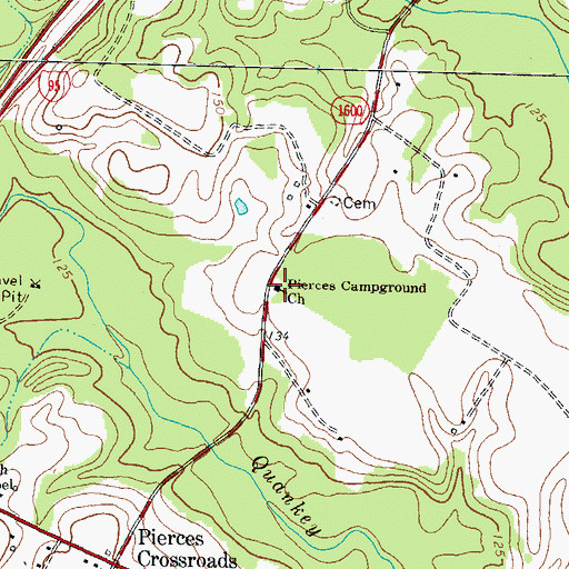 Topographic Map of Pierces Campground Church, NC