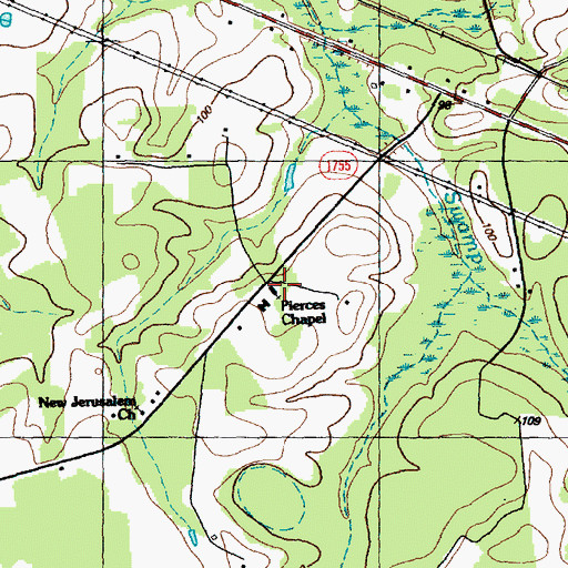 Topographic Map of Pierces Chapel, NC