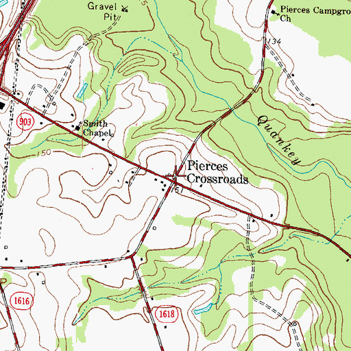 Topographic Map of Pierces Crossroads, NC