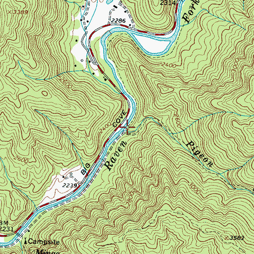Topographic Map of Pigeon Creek, NC