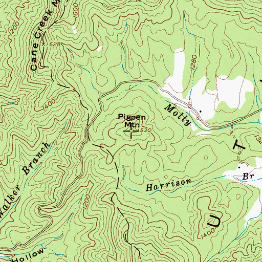 Topographic Map of Pigpen Mountain, NC