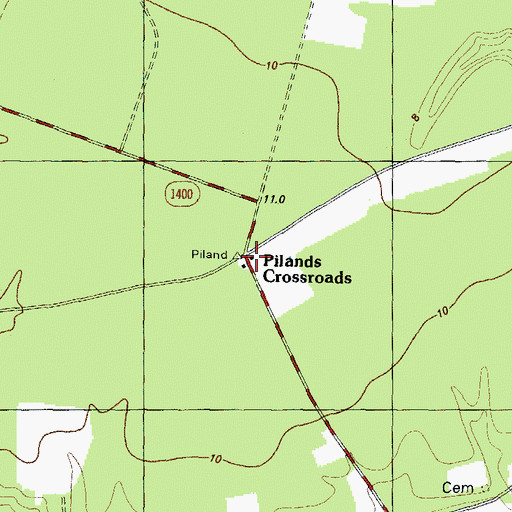 Topographic Map of Pilands Crossroads, NC