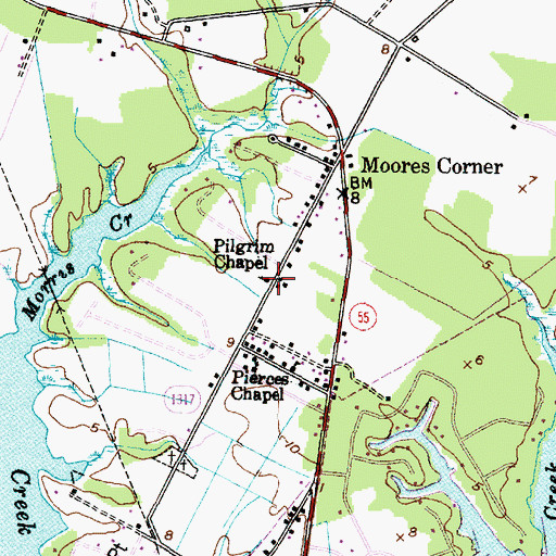 Topographic Map of Pilgrim Chapel, NC