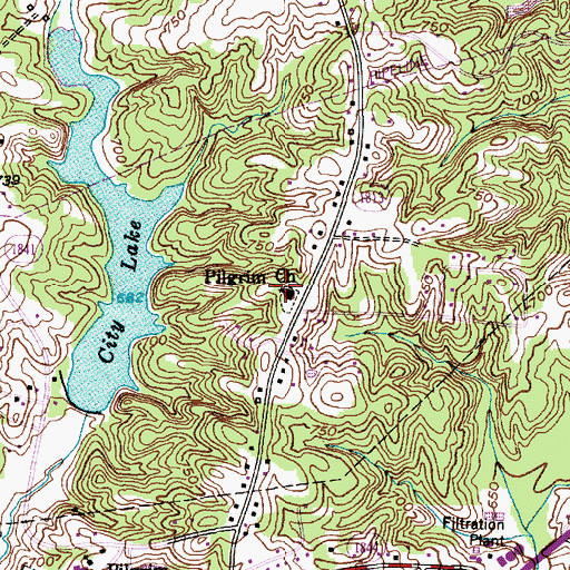 Topographic Map of Pilgrim Lutheran Church, NC