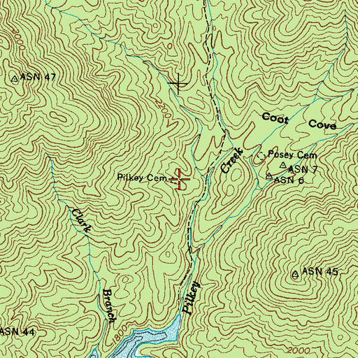Topographic Map of Pikey Cemetery, NC