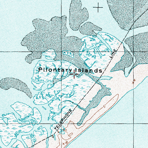 Topographic Map of Pilontary Islands, NC