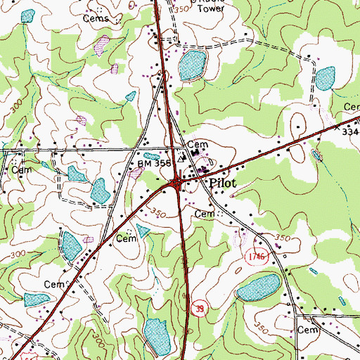 Topographic Map of Pilot, NC