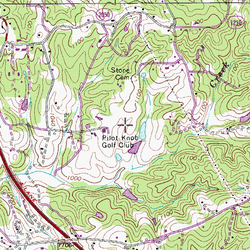 Topographic Map of Pilot Knob Golf Club, NC
