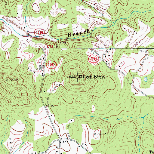 Topographic Map of Pilot Mountain, NC