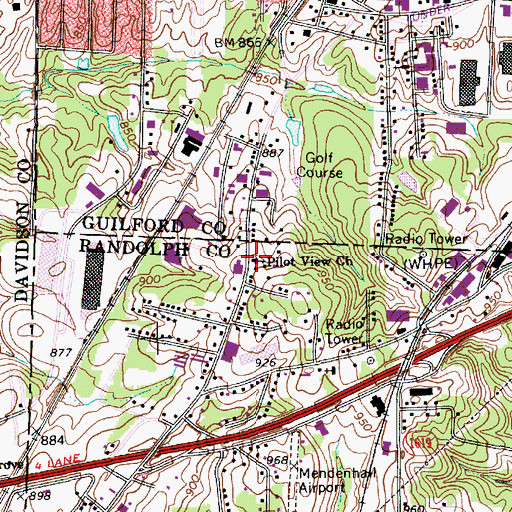 Topographic Map of Pilot View Church, NC