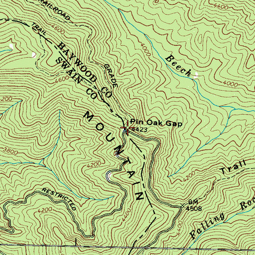 Topographic Map of Pin Oak Gap, NC