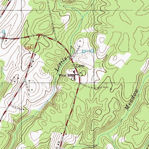 Topographic Map of Pine Bluff Church, NC
