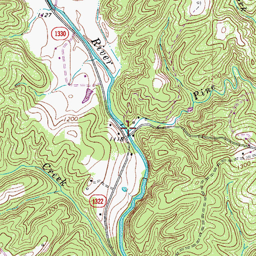 Topographic Map of Pine Branch, NC