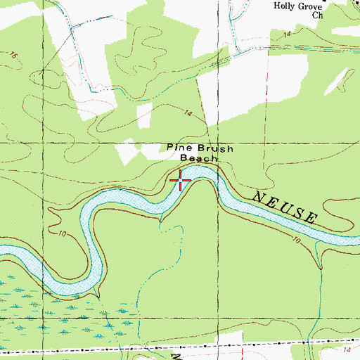 Topographic Map of Pine Bush Beach, NC