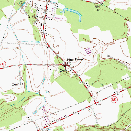 Topographic Map of Pine Frost Church, NC