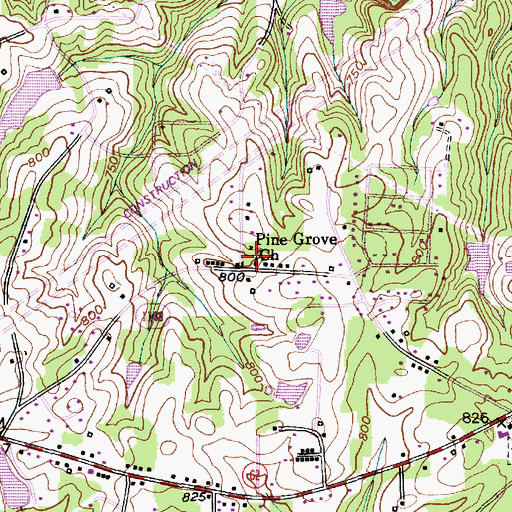 Topographic Map of Pine Grove Church, NC