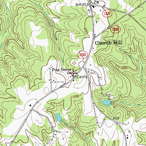 Topographic Map of Pine Grove Church, NC
