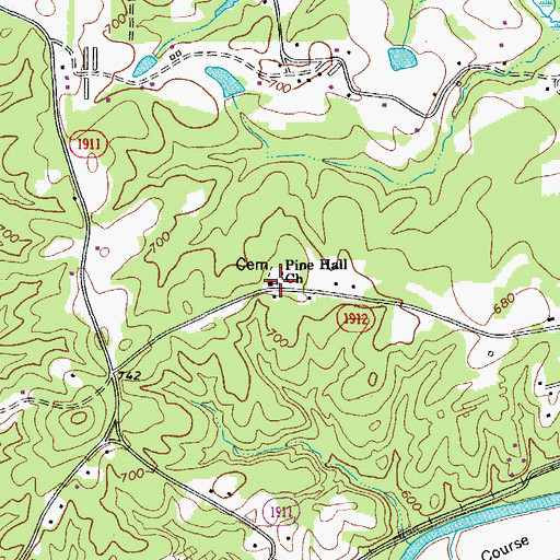 Topographic Map of Pine Hall Missionary Baptist Church, NC