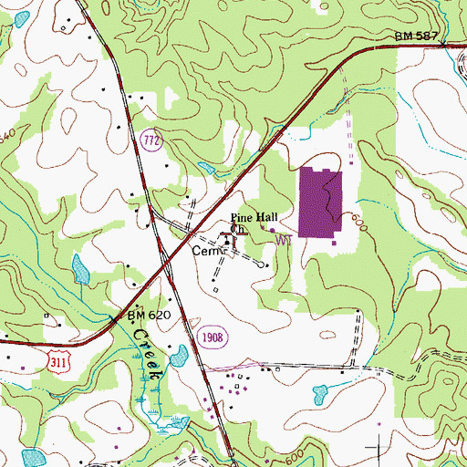 Topographic Map of Pine Hall Presbyterian Church, NC