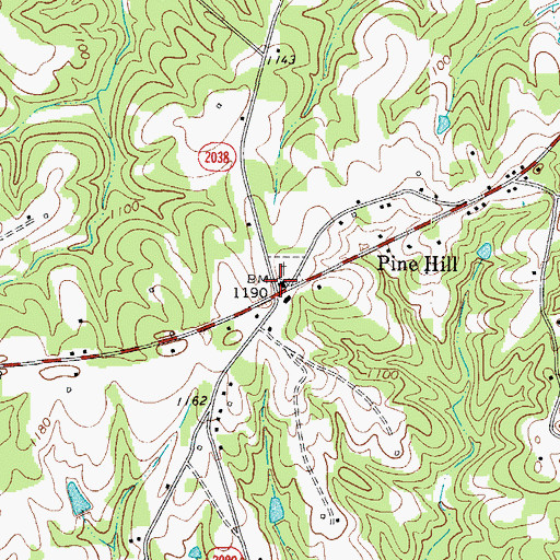 Topographic Map of Pine Hill, NC