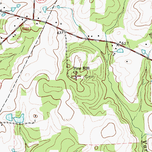 Topographic Map of Pine Hill Church, NC