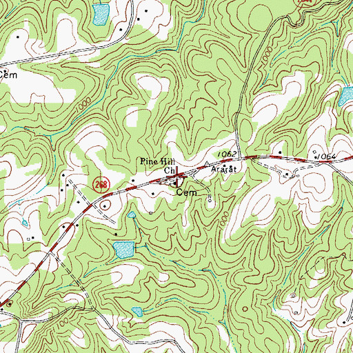 Topographic Map of Pine Hill Church, NC