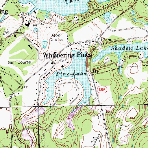 Topographic Map of Pine Lake, NC