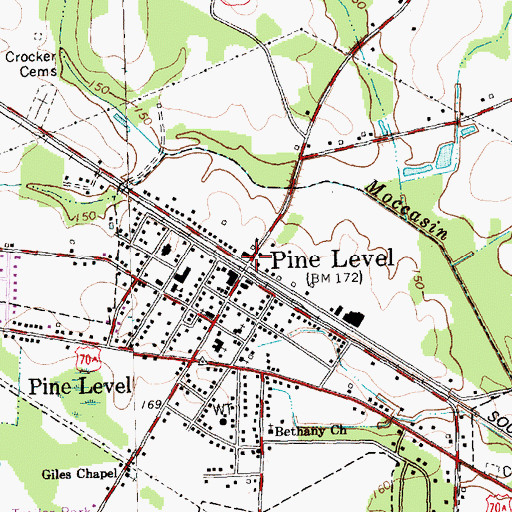 Topographic Map of Pine Level, NC